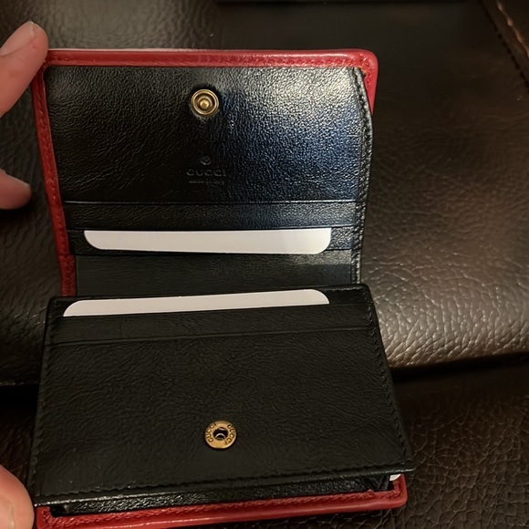 Gucci GG marmont black and red leather zip up bifold compact wallet - Picture 8 of 10